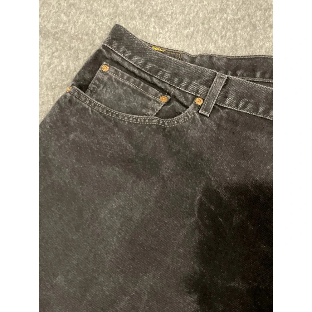 Levi's Vintage 50x29 Relaxed Loose Fit Men's Jeans, Black Denim Pants Distress